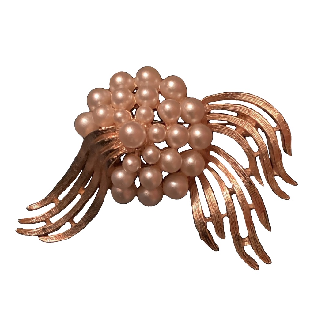 Mode Art Vintage Pearl And Gold Costume Brooch